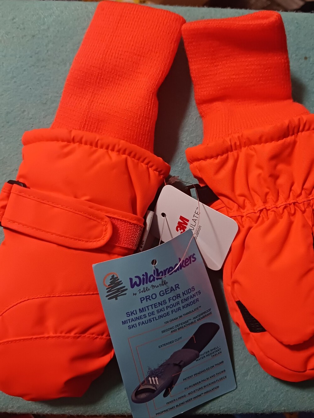 NWT Windbreakers Ski Mittens For Kids Age 1-2 Safety Neon Orange